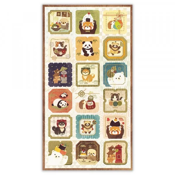 Japanese Style Gold Foil Series Sticker - Animals
