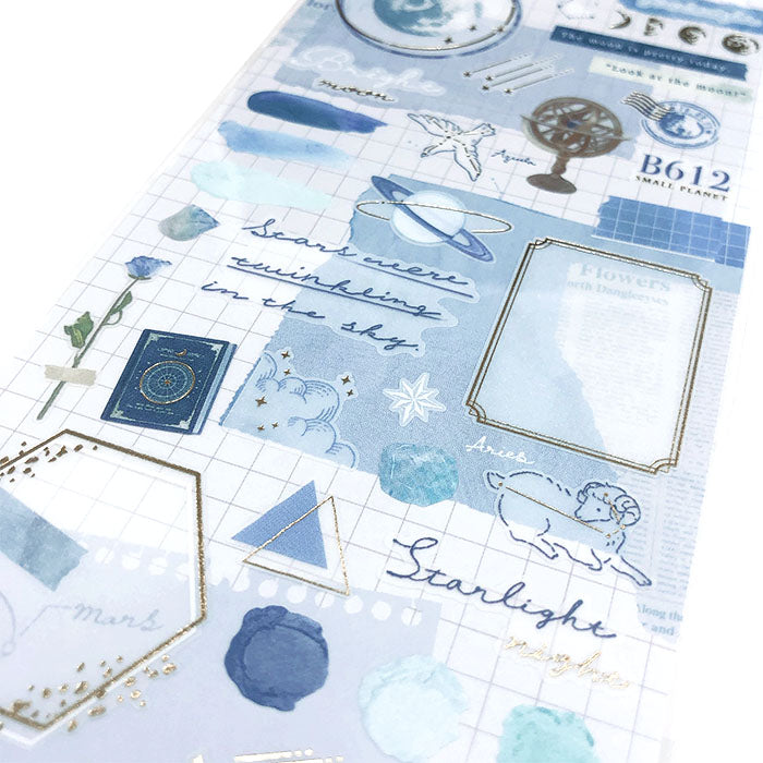 Libre Collage Series Gold Foil Sticker - Blue