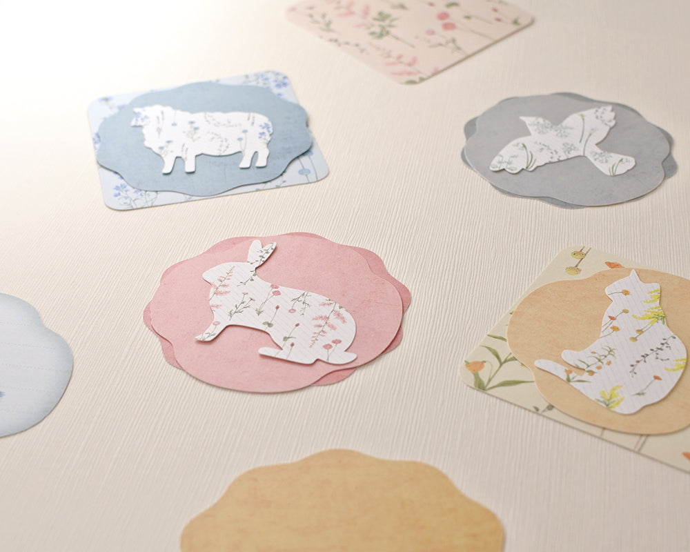 Flowelltea Series Flower and Animal Memo Card Set - Sheep