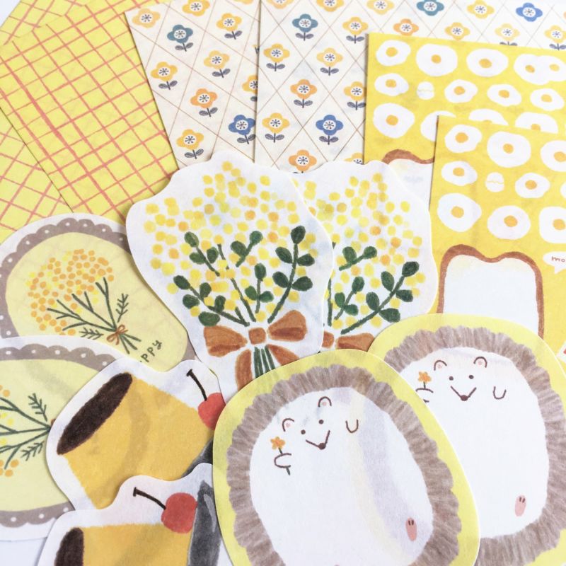 Japanese Mini Washi Letter Writing Set Relaxing Series - Flower and Pudding