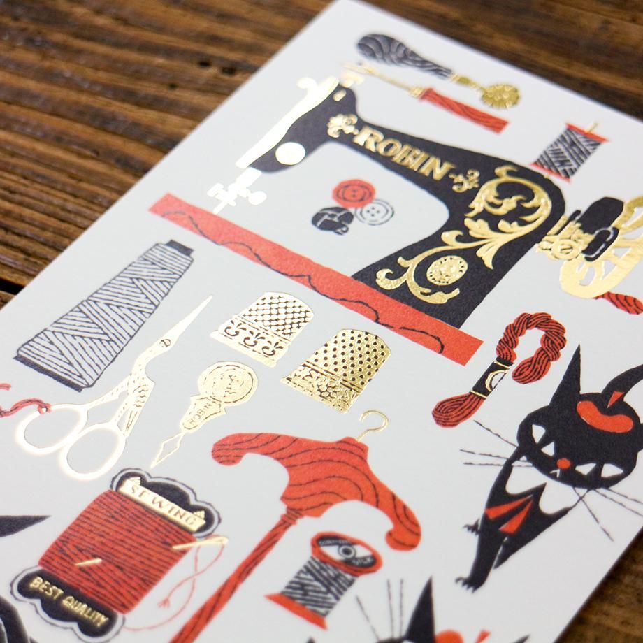 Foil Postcard designed by Black Neko Design - Sewing
