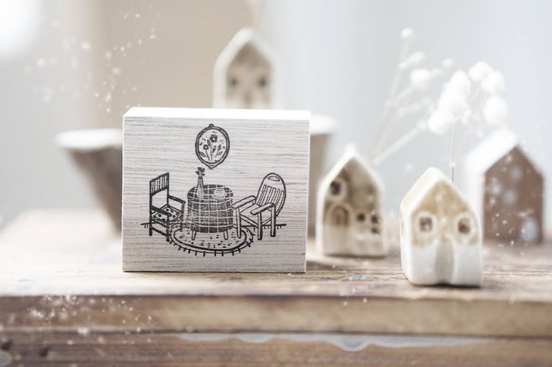 Home Sweet Home Series Rubber Stamp - Tea Table