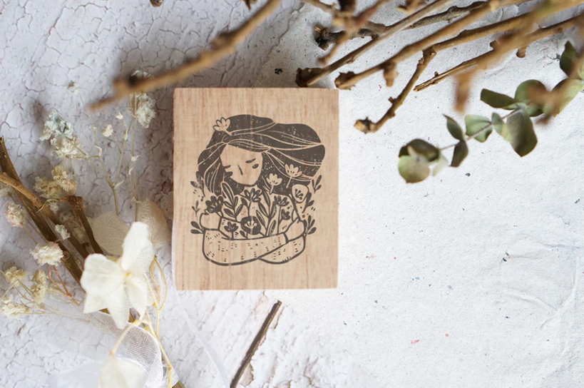 Hugs & Flowers Rubber Stamp