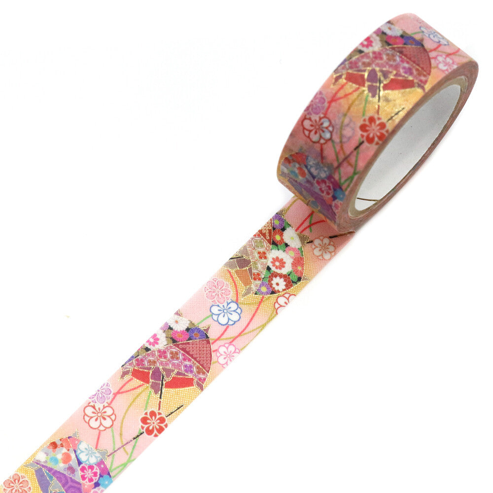 Kimono Yuu Series Gold Foil Washi Tape - Thread-wrapped