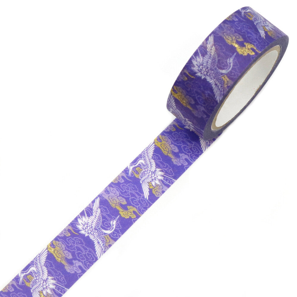 Kimono Zen Series Gold Foil Washi Tape - Clouds and Cranes