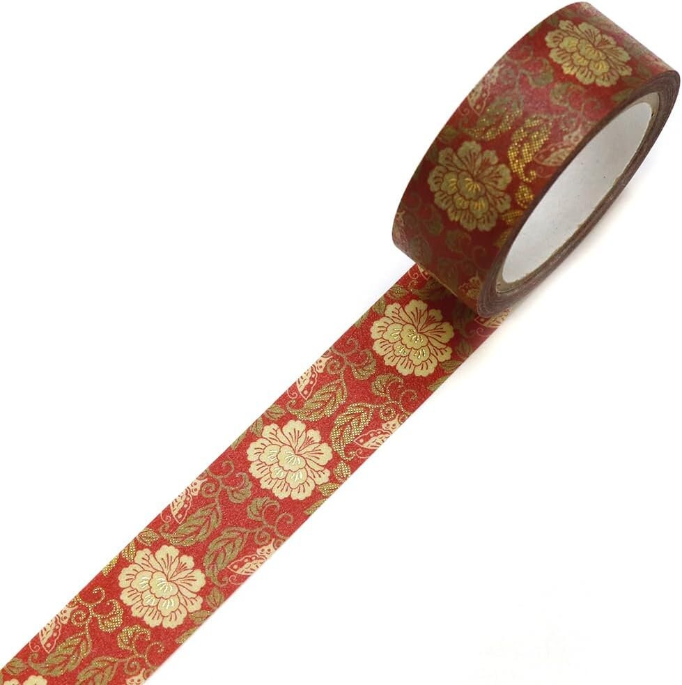 Kimono Zen Series Gold Foil Washi Tape GR-3055 Peony