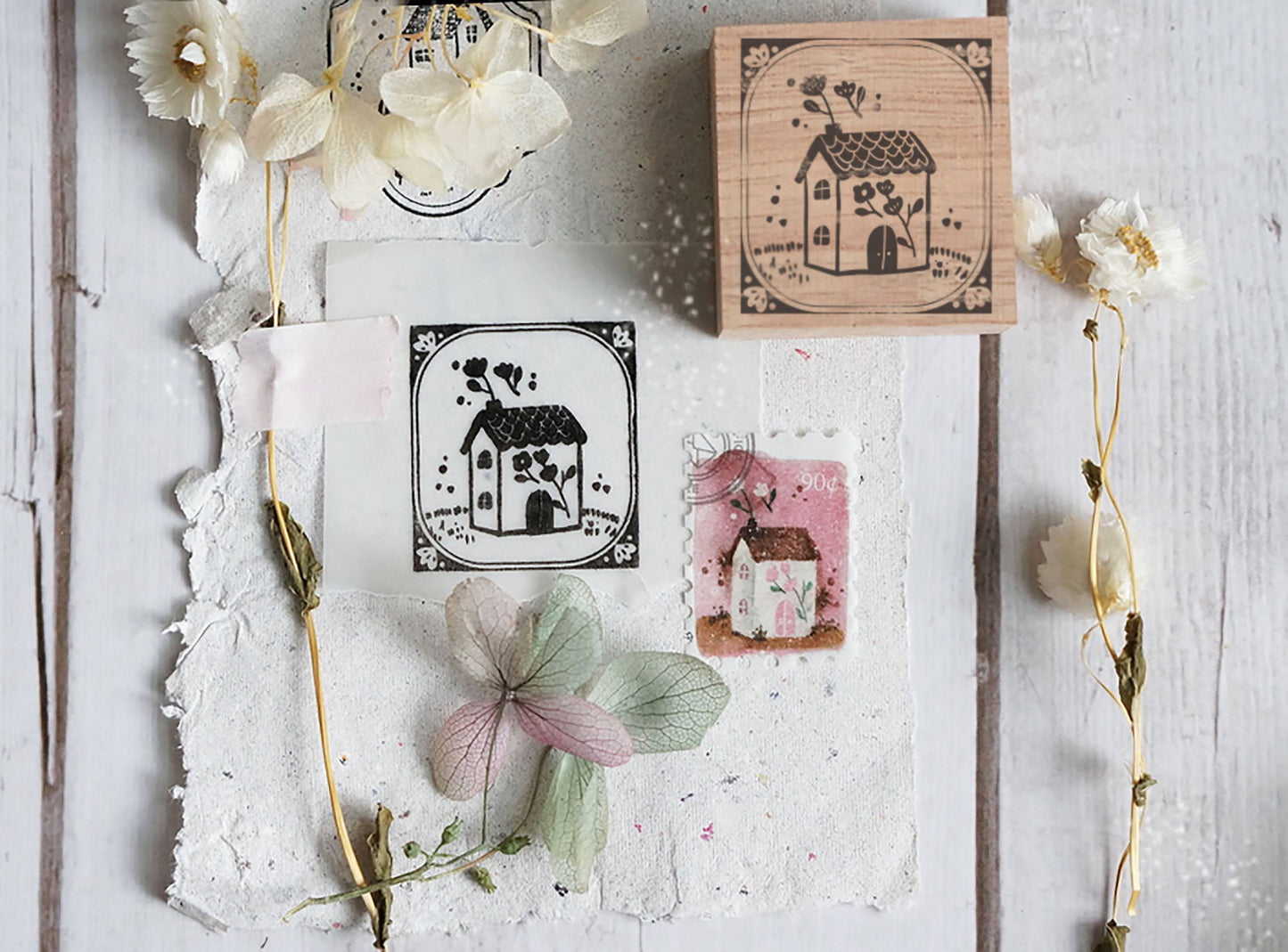 Mini House Series Rubber Stamp - Flower Chimney