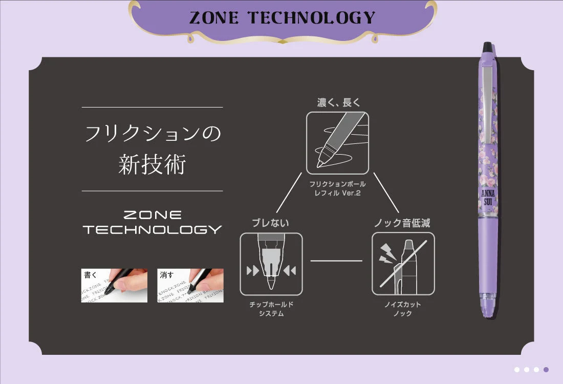 Pilot Frixion Ball Knock ZONE Erasable Gel Pen co-branded with Anna Sui