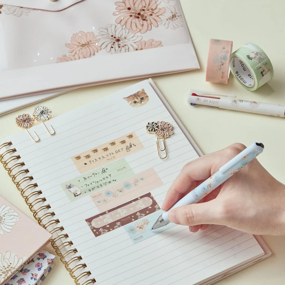 Pilot - Juice up 3 0.4mm 3 color Gel Pen co-branded with Paul & Joe - Chrysantheme Ivory / Chrysantheme Pink / Chrysantheme Blue