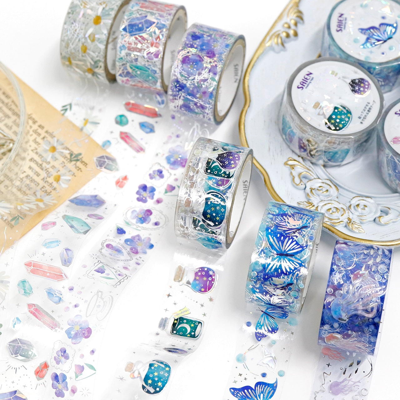 Saien Holographic Foil Twinkle Clear Tape - Crystal