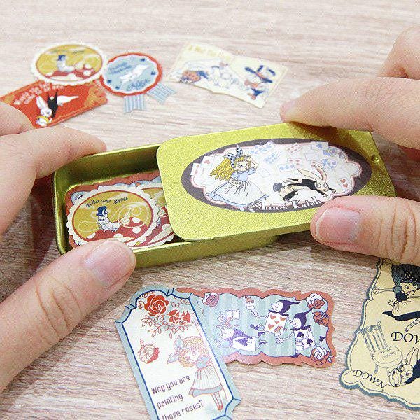 Shinzi Katoh - Alice's Adventures in Wonderland Series Sticker Sliding Lid Tin Box - Fantasy Forever Alice