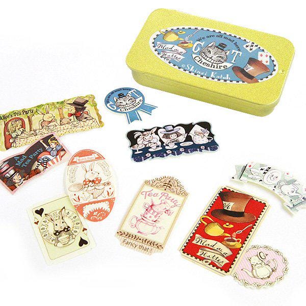 Shinzi Katoh - Alice's Adventures in Wonderland Series Sticker Sliding Lid Tin Box - Golden Afternoon
