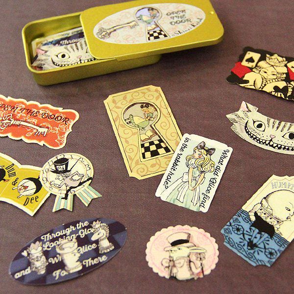 Shinzi Katoh - Alice's Adventures in Wonderland Series Sticker Sliding Lid Tin Box - Open The Door