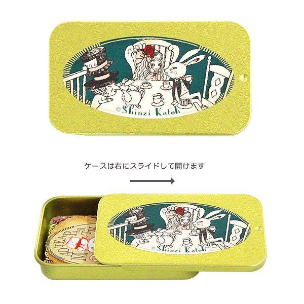 Shinzi Katoh - Alice's Adventures in Wonderland Series Sticker Sliding Lid Tin Box - Tea party