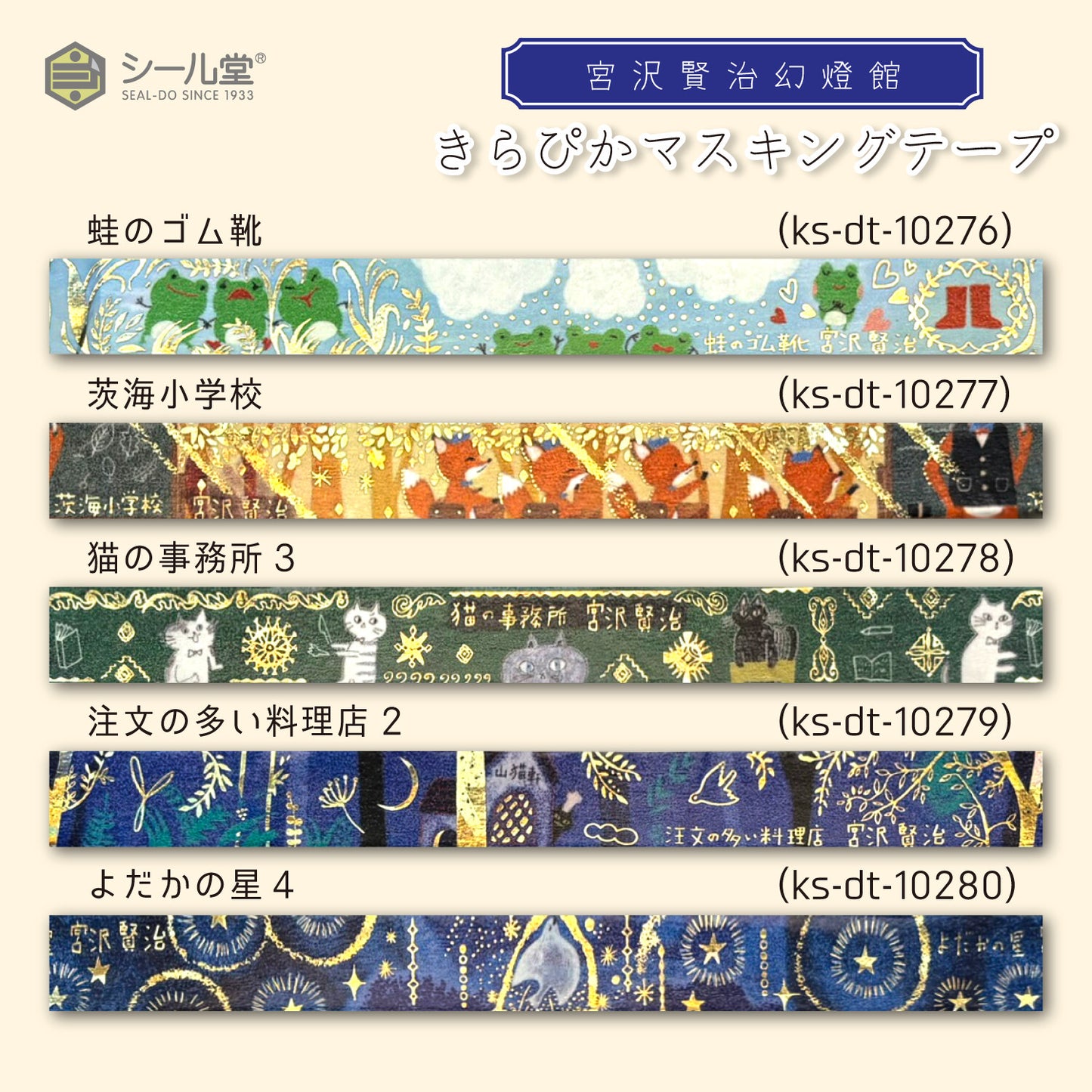 Kenji Miyazawa's Theater Series Gold Foil Washi Tape - Restaurants with large orders 2