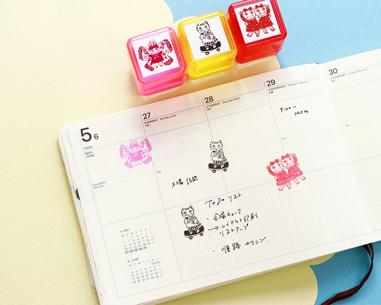 Yumi Kitagishi Pre-Inked Stamp - Twin Cat