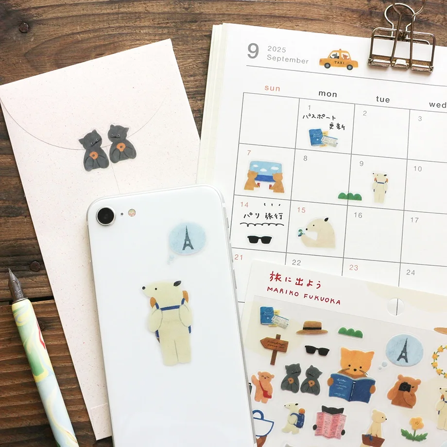 PET Sticker Series design by Maniko Fukuoka - Let's go on a Trip