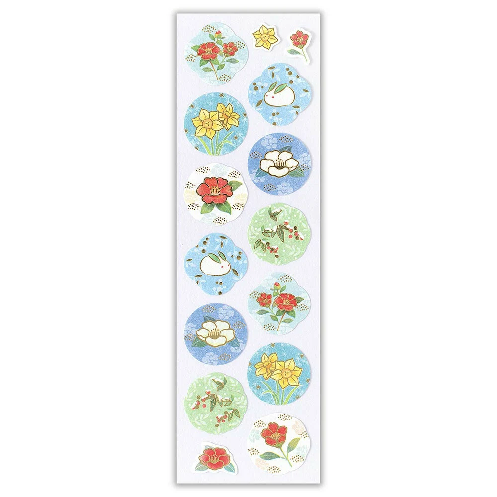 Wanowa Japanese Style Gold Foil Sticker - Winter Flower