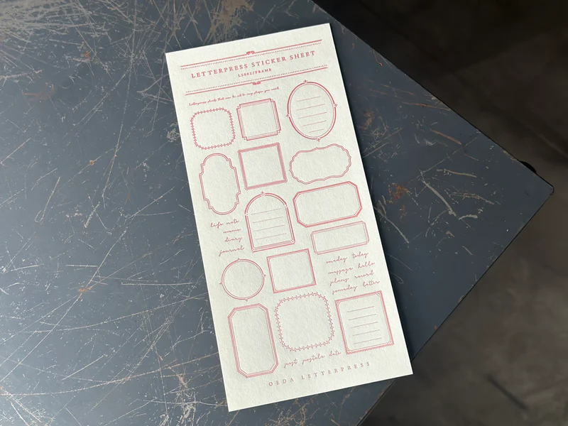 Letterpress Sticker Sheet - Frame