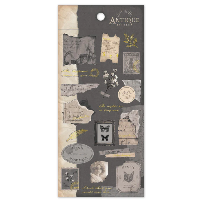 Antique Series Gold Foil Sticker - Charcoal Gray
