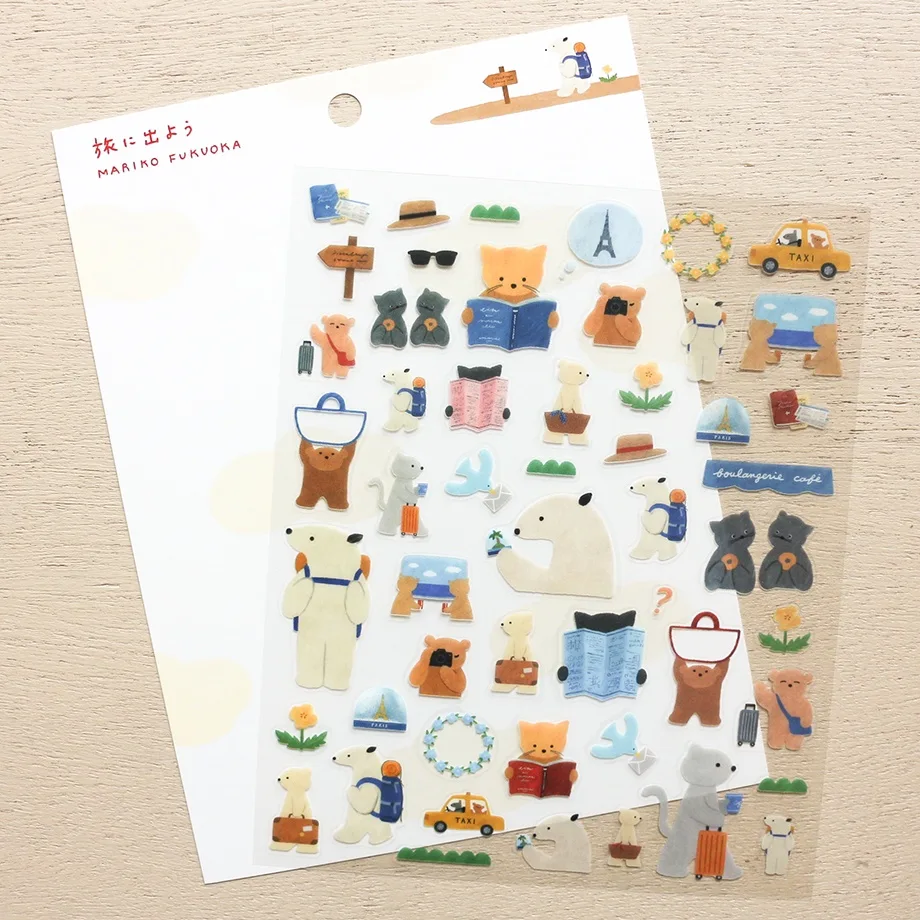 PET Sticker Series design by Maniko Fukuoka - Let's go on a Trip