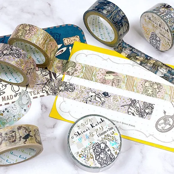 Alice in Wonderland Series Gold Foil Washi Tape - Strange Tea Party