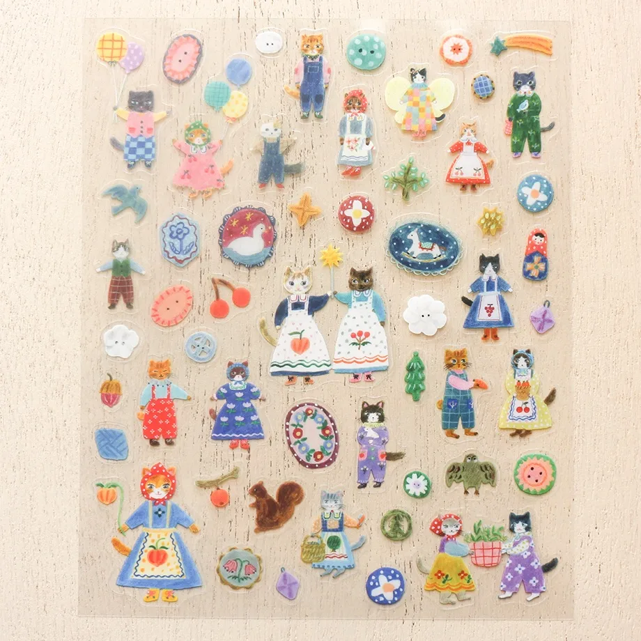 PET Sticker Series design by Aiko Fukawa - Cats and Buttons