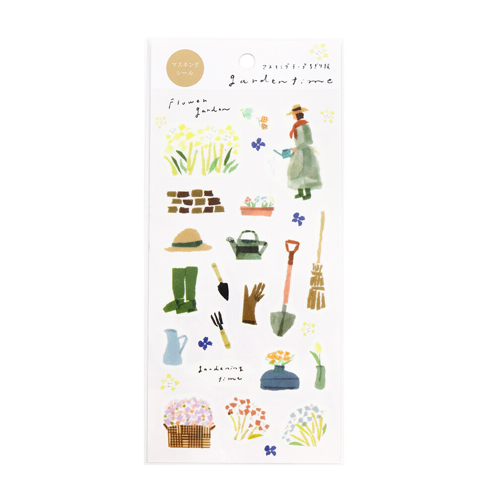 Saien Chigiri-e Style Sticker Series designed by Miki Tamura - Garden Time