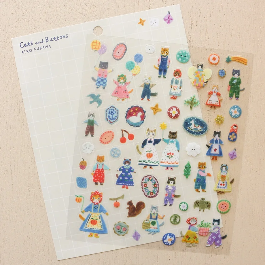 PET Sticker Series design by Aiko Fukawa - Cats and Buttons