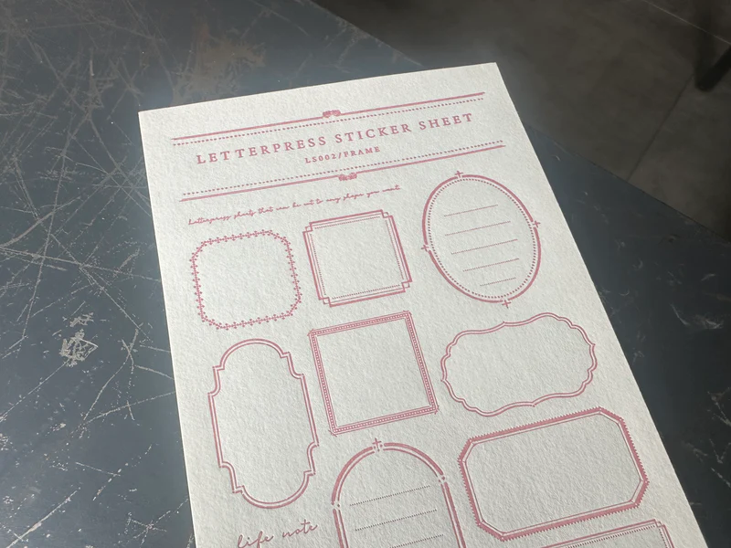 Letterpress Sticker Sheet - Frame