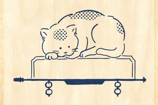 Masute no Aibo Series Wood Stamp - Signboard Cat