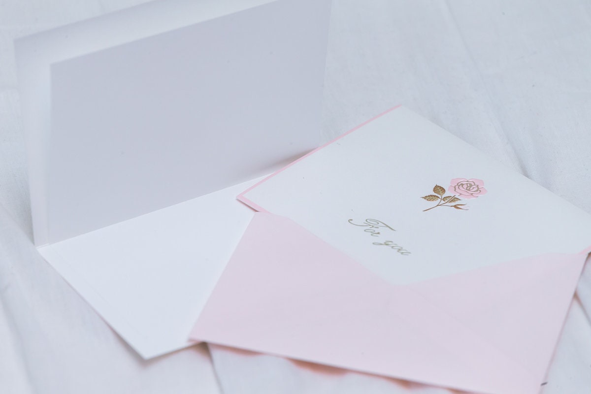 Gold Foil Greeting Card - Rose