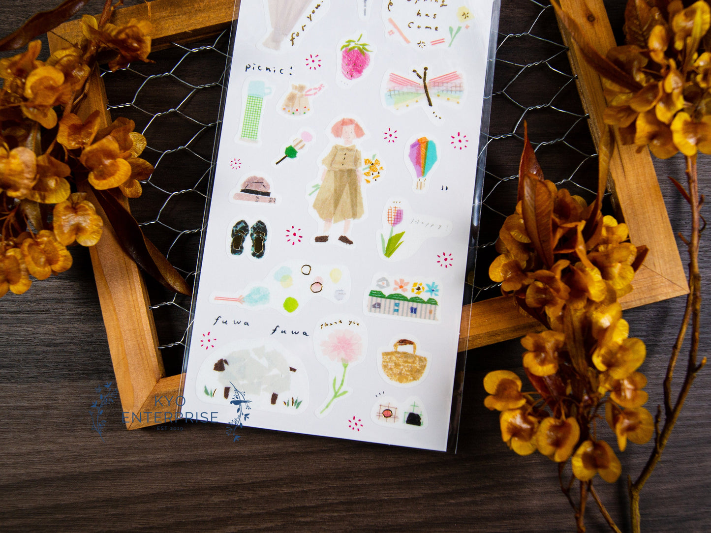 Saien Chigiri-e Style Sticker Series designed by Miki Tamura - Spring (Gold Foil)