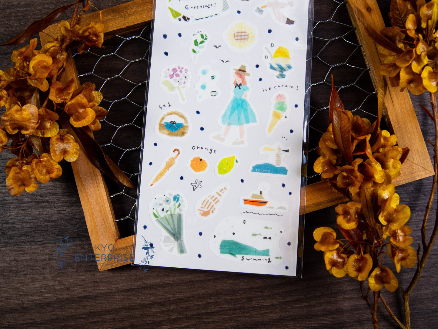 Saien Chigiri-e Style Sticker Series designed by Miki Tamura - Summer (Silver Foil)