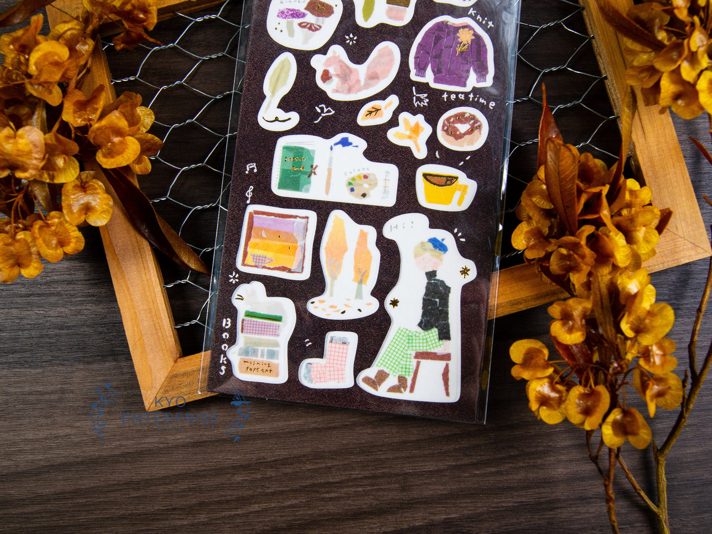 Saien Chigiri-e Style Sticker Series designed by Miki Tamura - Autumn