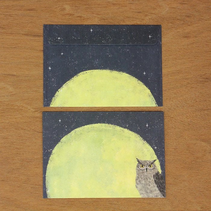 Mini Letter Writing Set Series design by Aikira Kusaka - Owl Howling in the Night