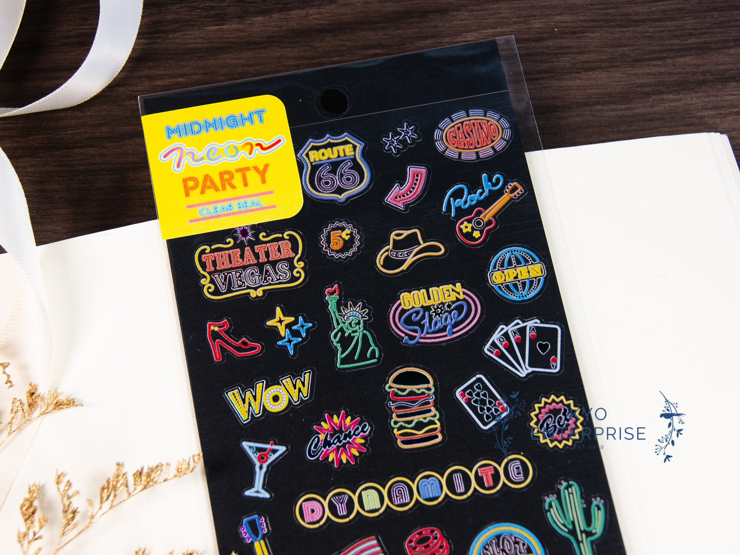 Midnight Neon Party Series Rainbow Foil Sticker - Las Vegas