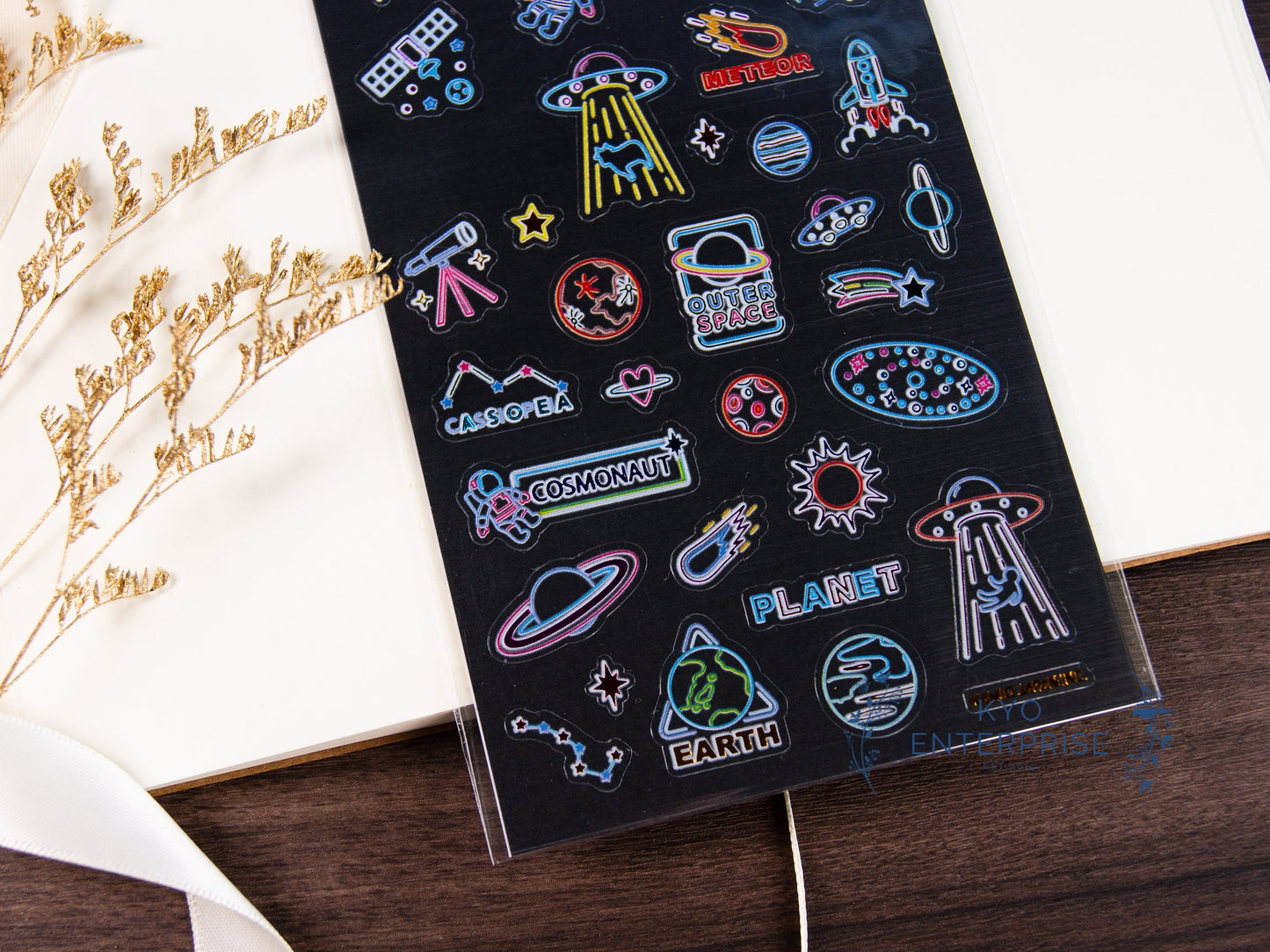 Midnight Neon Party Series Rainbow Foil Sticker - Universe