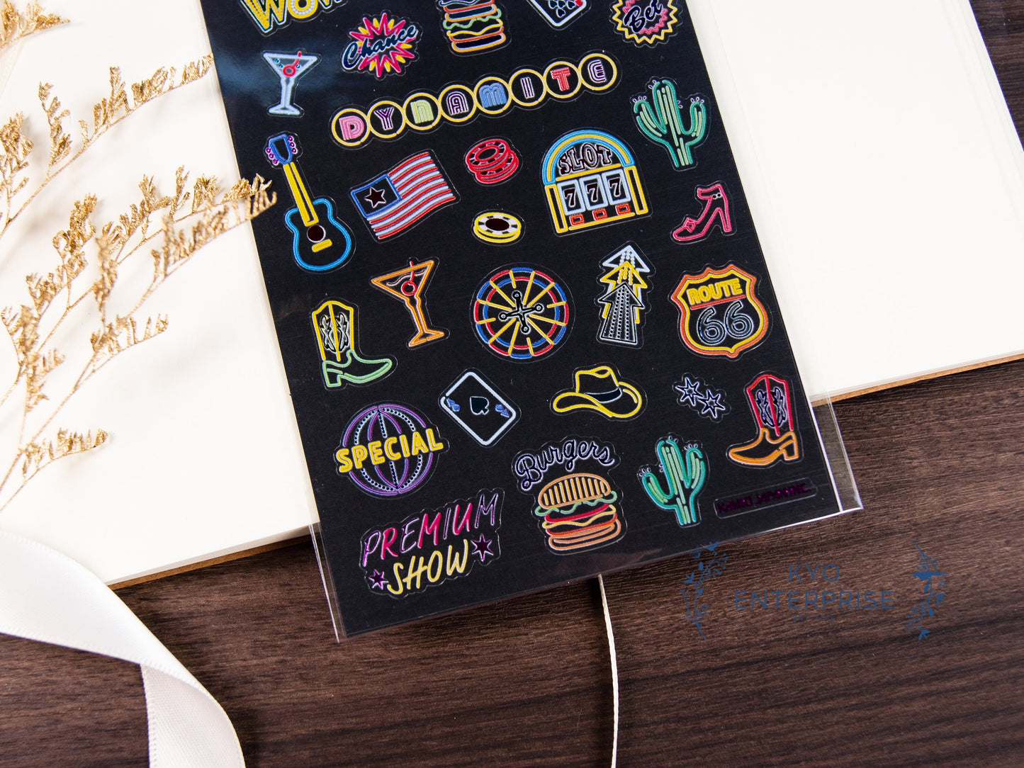 Midnight Neon Party Series Rainbow Foil Sticker - Las Vegas