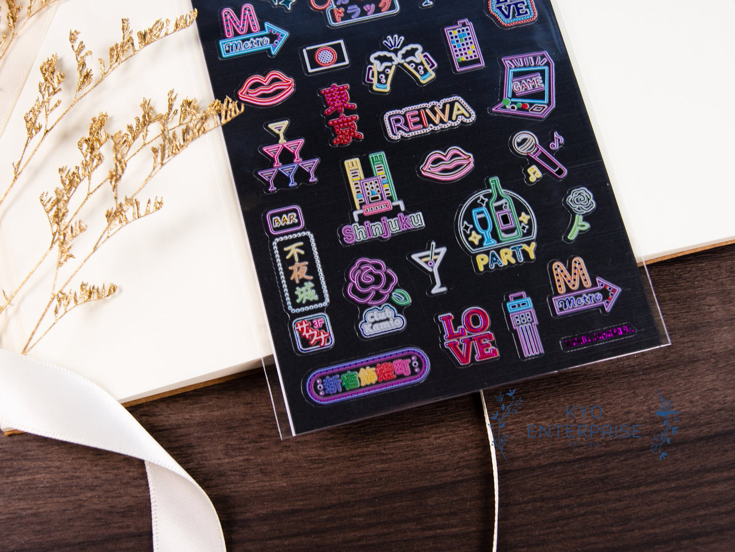 Midnight Neon Party Series Rainbow Foil Sticker - Tokyo