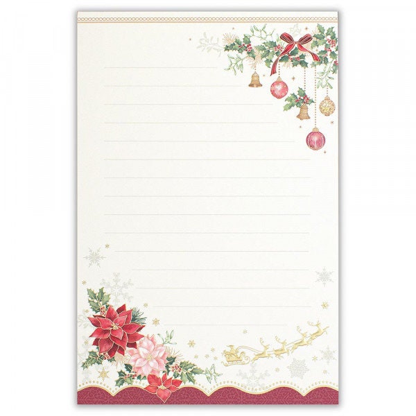 Limited Christmas Gold Foil Letter Writing Series - Poinsettia
