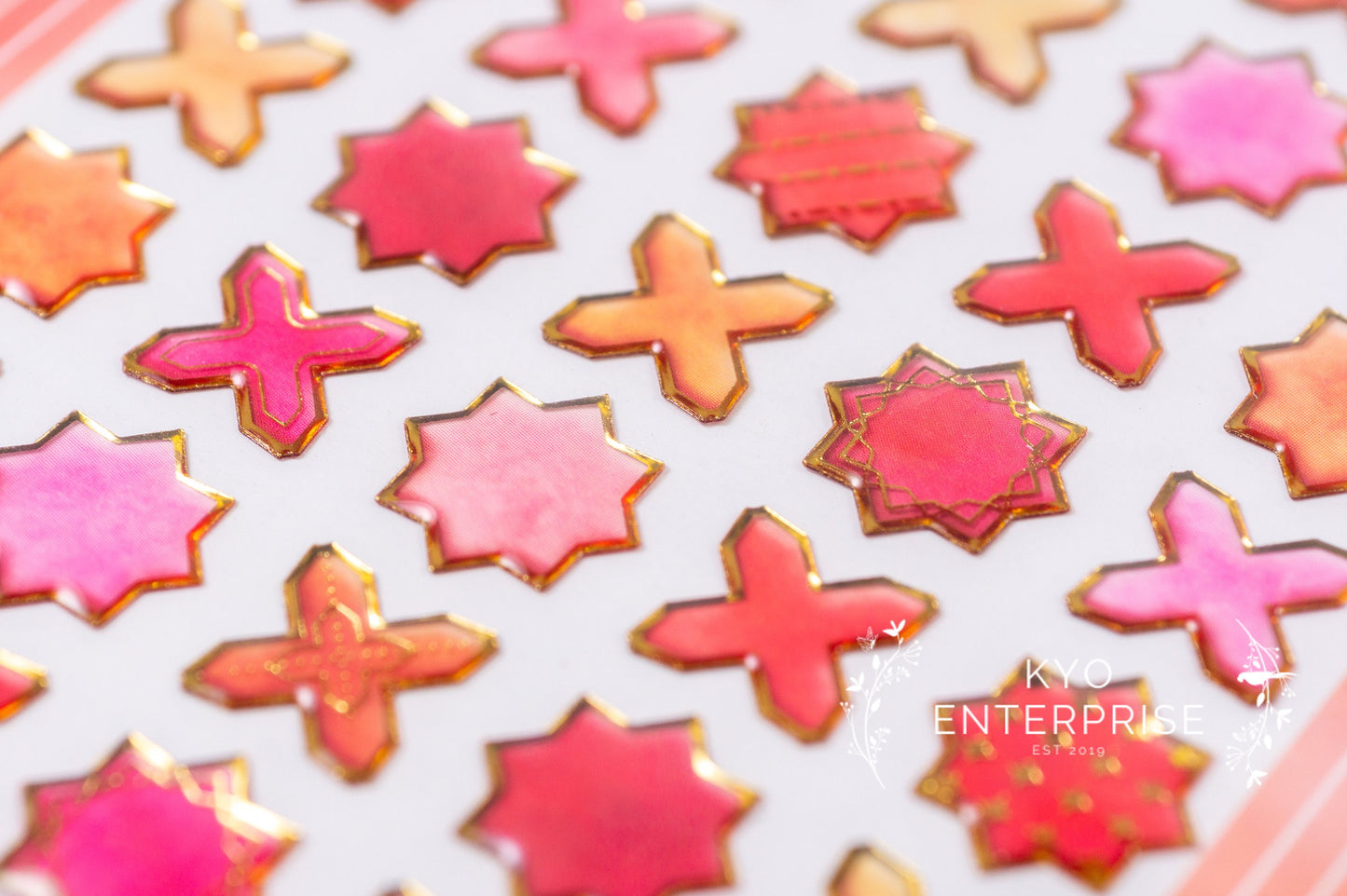 3D Tilely Series Gold Foil Sticker - Scarlet