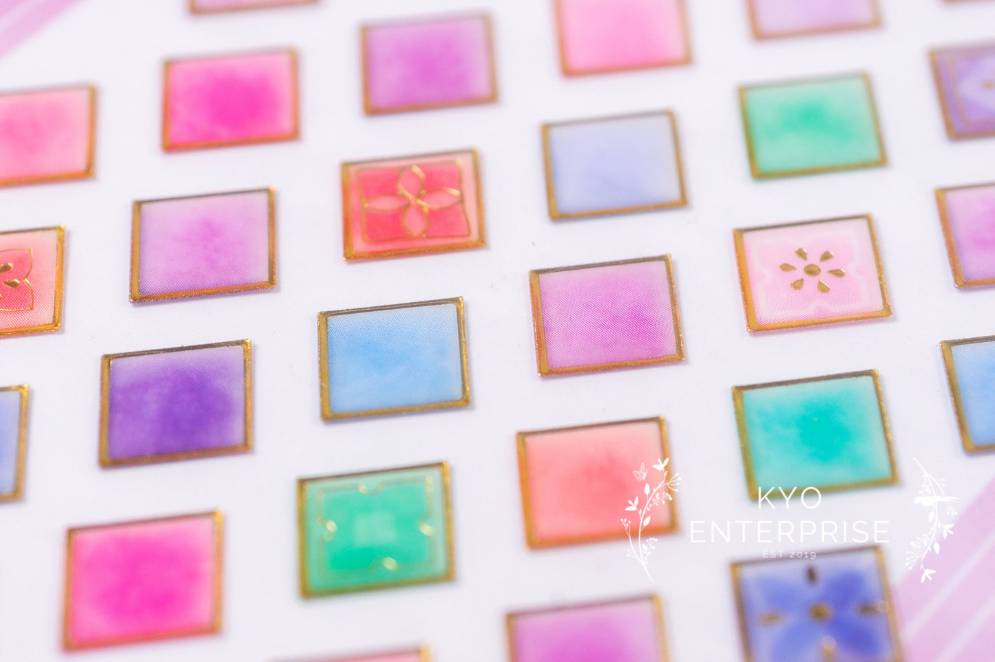 3D Tilely Series Gold Foil Sticker - Pastel