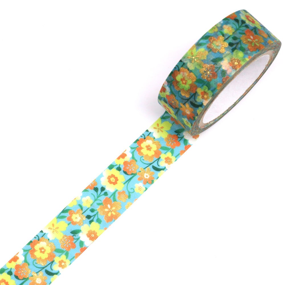 Kimono Yuu Series Gold Foil Washi Tape - Modern Cherry Blossoms