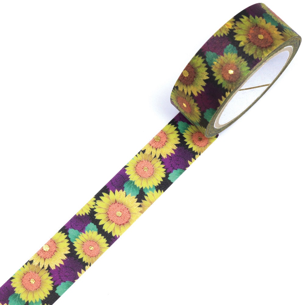 Kimono Yuu Series Gold Foil Washi Tape - Sunflower