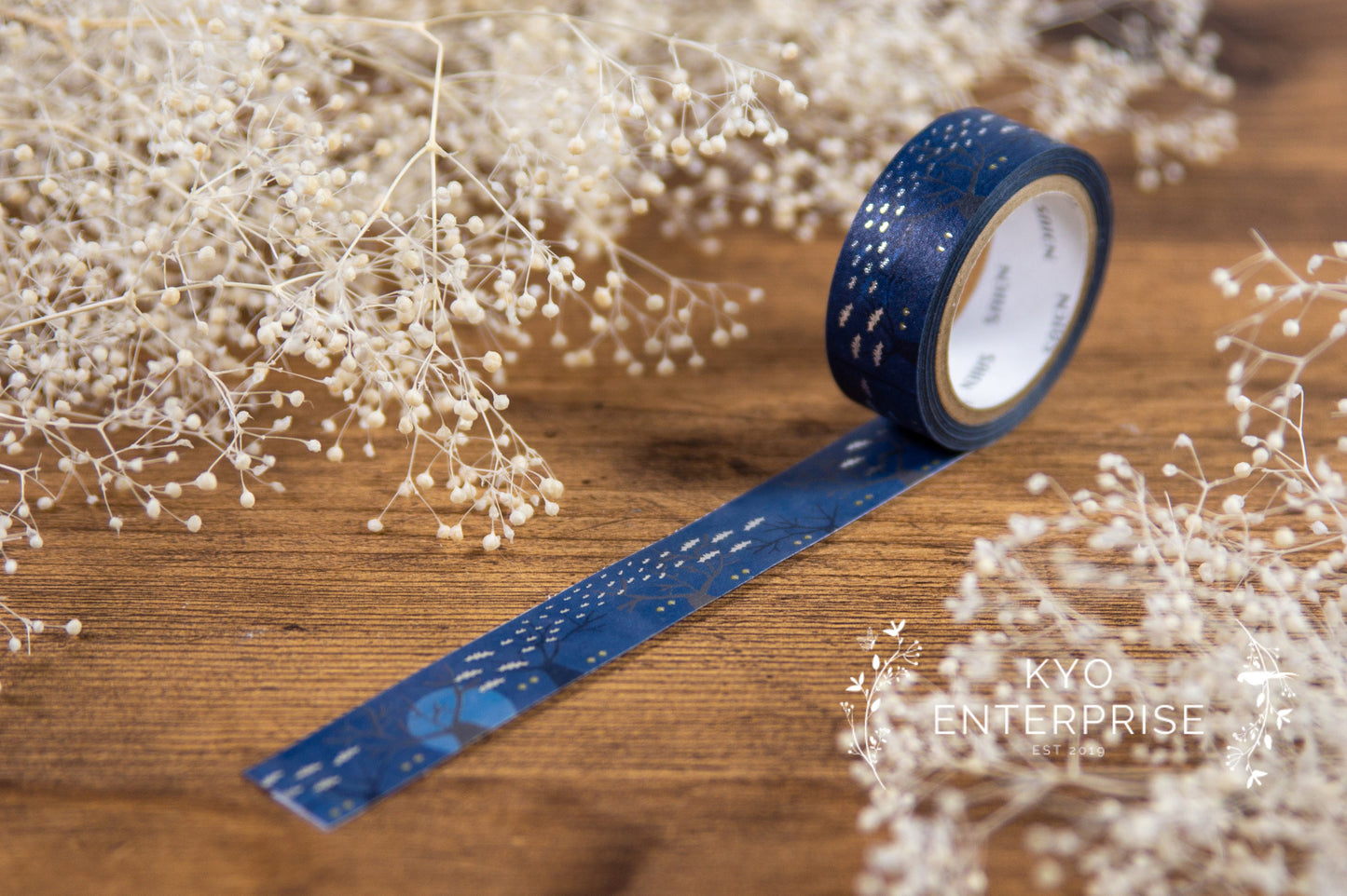 Saien Foil Series Silver Foil Washi Tape - Cats and Bats