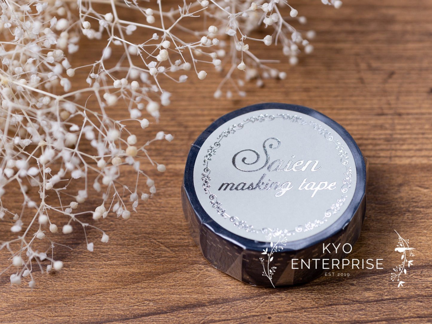 Saien Foil Series Silver Foil Washi Tape - Cats and Bats