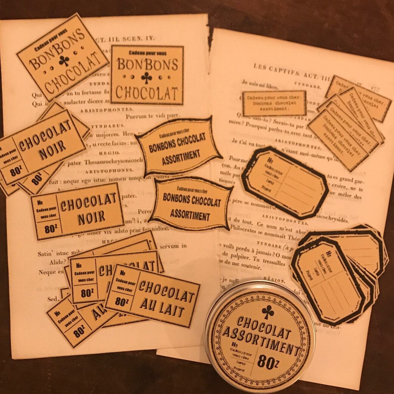 Handmade Chocolat Assortiment Sticker Can - Cream