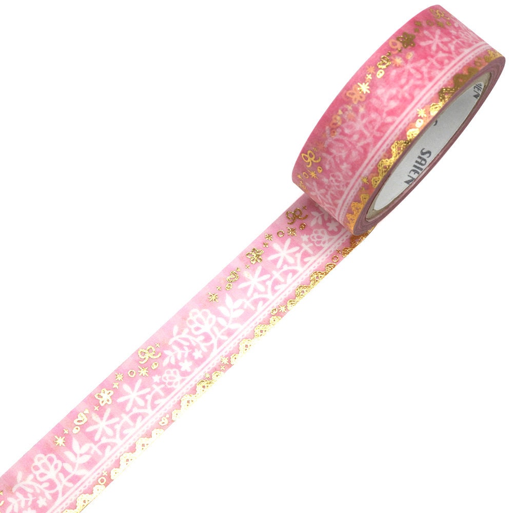 Saien Foil Series Gold Foil Washi Tape - Flower Lace