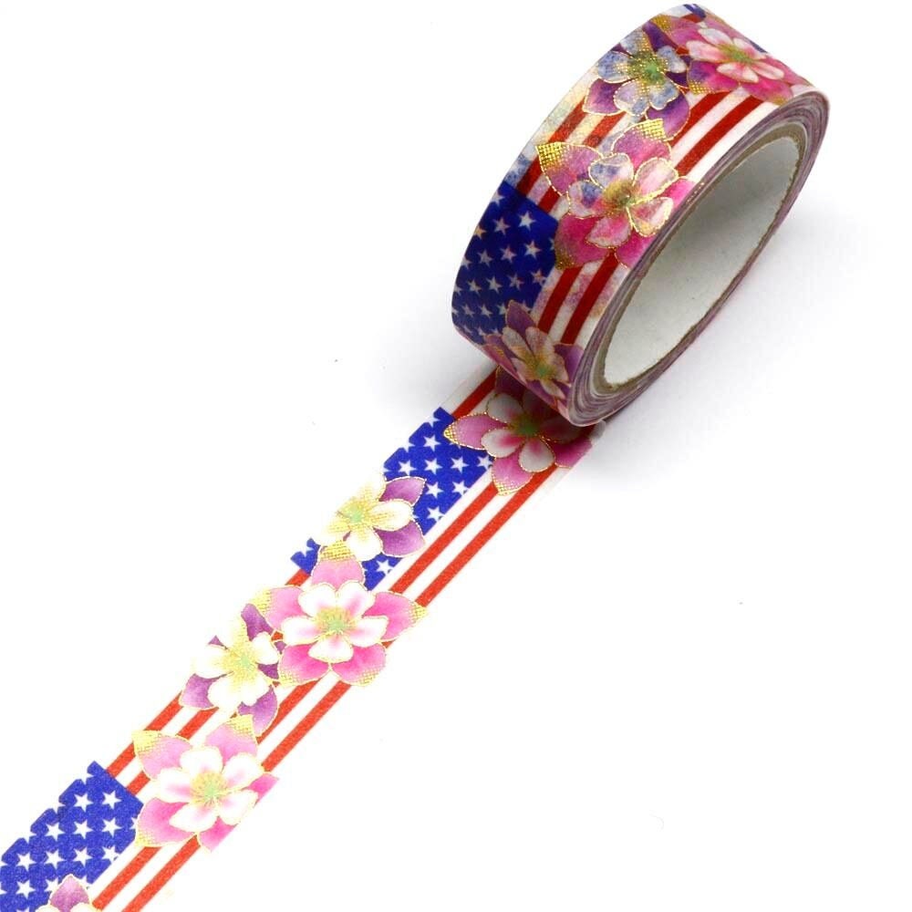 Monde Series Gold Foil Washi Tape  - USA Western and Columbine